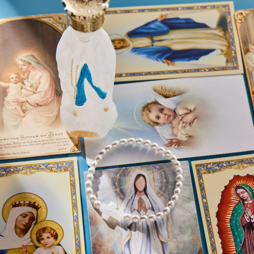 HOLY WATER STRETCH CROSS BRACELET IN CRYSTAL PEARL www